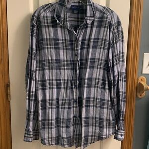 Charter Club Blue and Gray Plaid Button Down Shirt